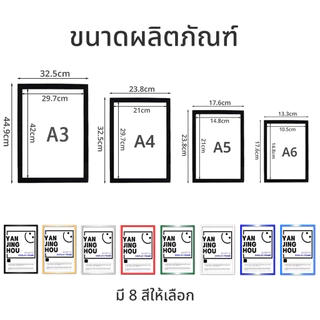 กรอบป้ายติดผนึกแม่เหล็กแบบไม่ต้องเจาะผนัง มีกาวในตัว ใส่เอกสาร/รูปภาพได้ทันที พร้อมซองใส่เอกสาร A3 A4 A5 A6