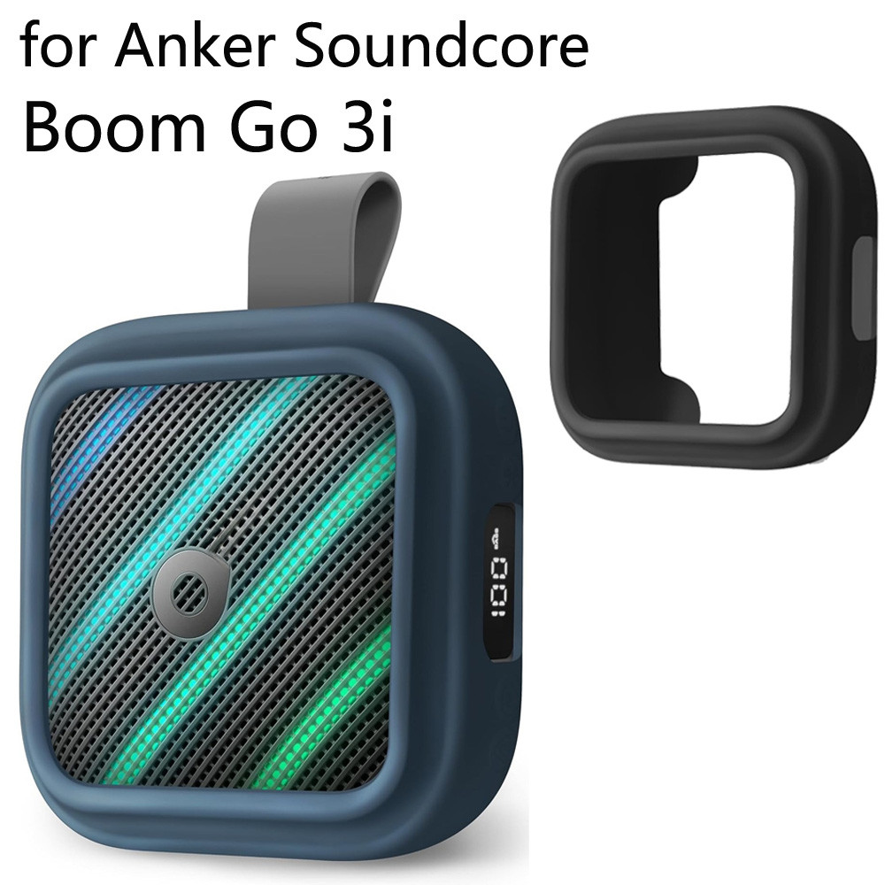 สําหรับเคสซิลิโคน Anker Soundcore Boom Go 3i ป้องกันรอยขีดข่วนแบบยืดหยุ่นนุ่มพร้อมคาราบิเนอร์