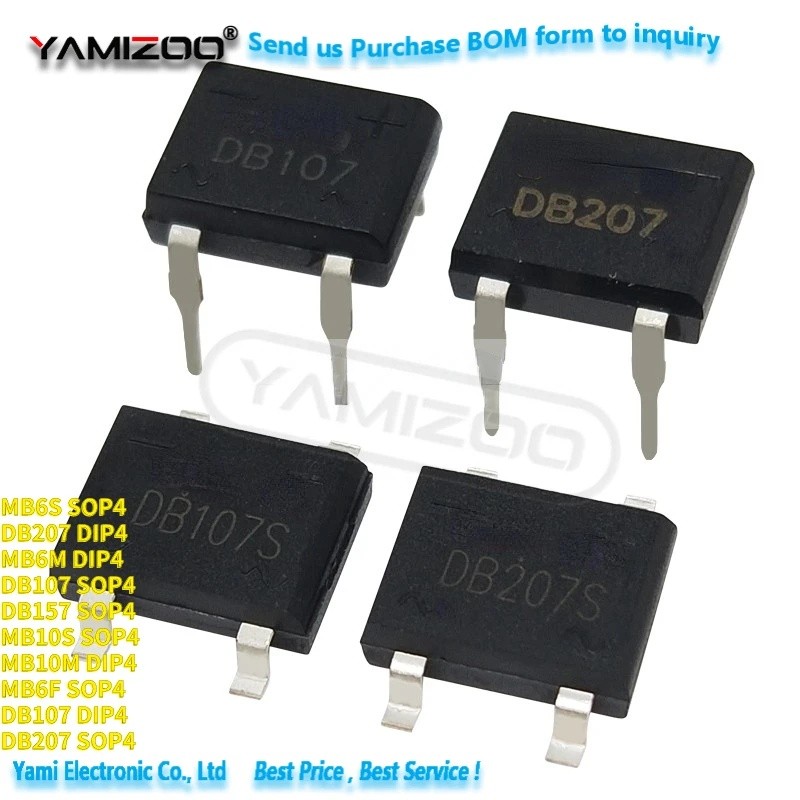 5PCS MB6F MB6S MB10S MB6M DB107S DB157S DB207S DB107 DB207 วงจรเรียงกระแสสะพานขายส่ง