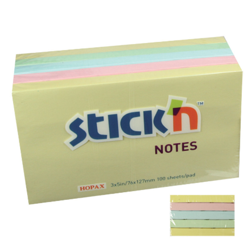 STICK N กระดาษโน้ต พาสเทล คละสี ขนาด 3x5 นิ้ว แพ็ค 5 เล่ม