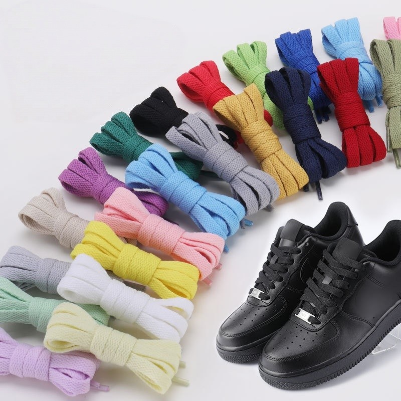 หลายสีแบนหนาทอเชือกผูกสีทึบเปลี่ยนสายรองเท้า 120/140/160 ซม.รองเท้าผ้าใบลําลองรองเท้าผ้าใบลูกไม้