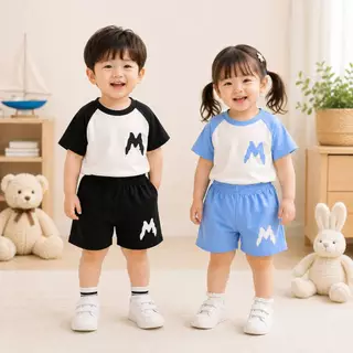 🔥 พร้อมส่ง🔥ชุดเซ็ตเด็กเสื้อแขนสั้น กางเกงขาสั้น เนื้อผ้าใส่สบาย 🔥 🔥
