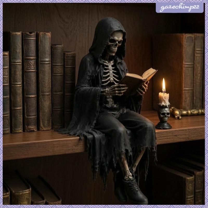 [Gazechimp] Hooded Scholar รูปปั้นโต๊ะ Scholar ตุ๊กตารูปปั้นโกธิคขนาดเล็กสําหรับหนังสือ