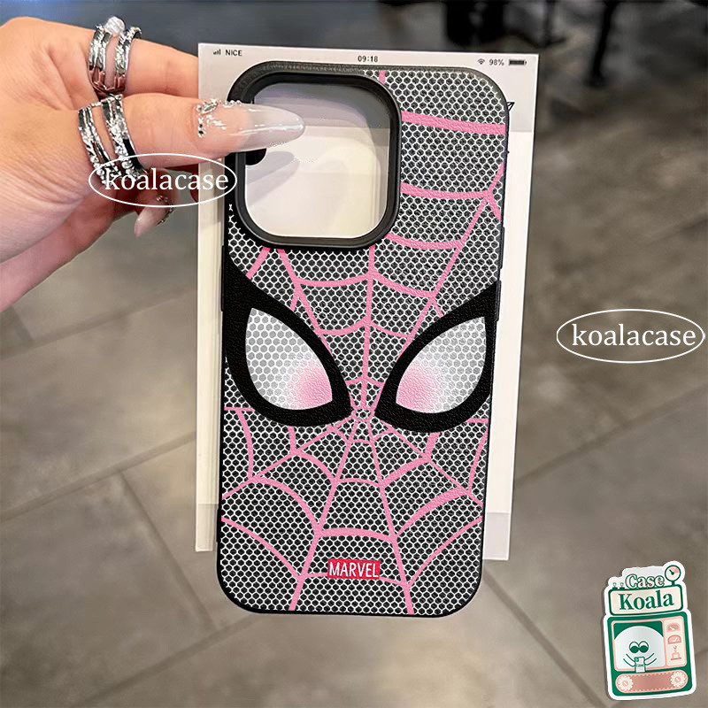 กรณี สำหรับ IPhone 17 16 13 XR 11 15 12 14 Pro Max XS 16 15 7 8 Plus เคสหนังสังเคราะห์ลายผ้า ลายสไปเดอร์แมน สไตล์สุดฮิต