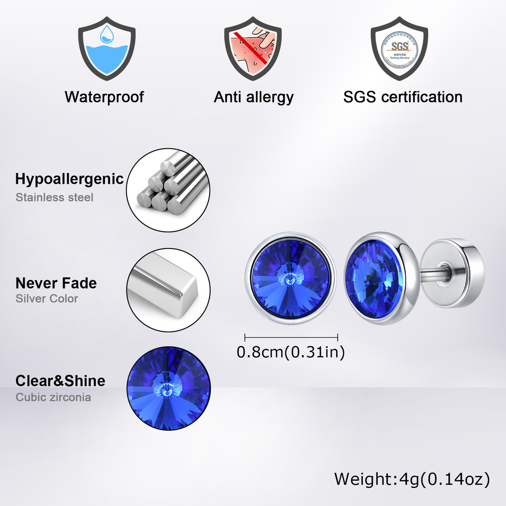 Vnox حلق ستانلس بزركون ملوّن — مضاد للحساسية — صورة 6
