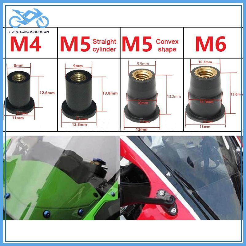 EVER รถจักรยานยนต์จูนกระจกยาง Nut N4m5m6 ทองเหลือง Nut ขยายยาง Well Nut Rivet Fastener TH