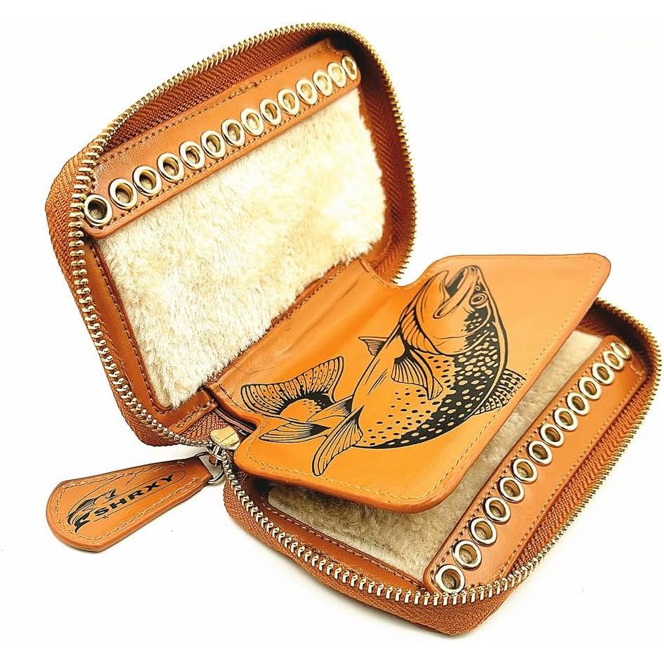 Shrxy Fly Fishing Sequin Lure Bait Storage Wallet, หนังวัว, Felt Fly Dryer,stream Bait Tackle Bag