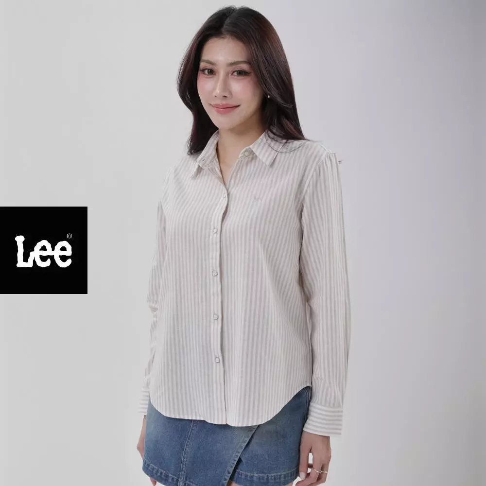 LEE เสื้อเชิ้ตยีนส์แขนยาวผู้หญิง คอลเลคชั่น Denim Obsession รุ่น LE F525WSHLN17 สีเบจ