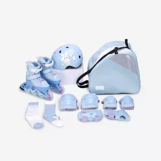 Decathlon Kids' Inline Fitness Skates Fit3 รองเท้าอินไลน์สเก็ตเด็กเพื่อการออกกำลังกาย รุ่น Fit3 - Light Blue