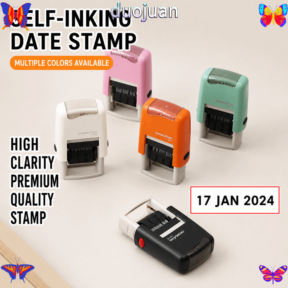 DUOJUAN Day-month-year Data Stamp,เวอร์ชันภาษาอังกฤษปรับล้อวันที่ Self-Inking แสตมป์,หมึกอัตโนมัติกล