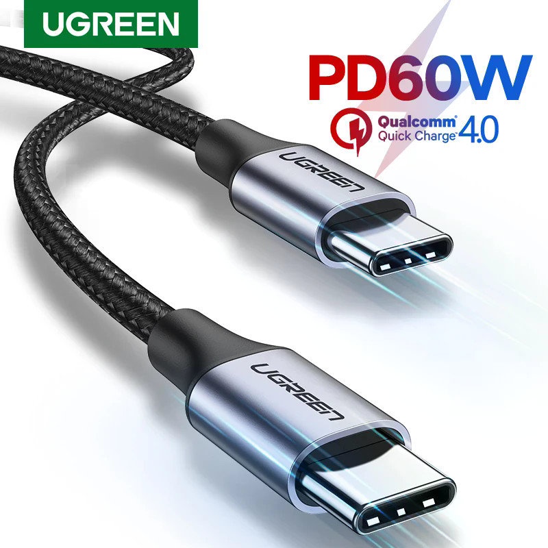 UGREEN PD 100W 60W USB‐C ถึง USB‐C สายชาร์จเร็ว 5A 3A สายซิงค์ข้อมูลสําหรับแล็ปท็อปและสมาร์ทโฟน
