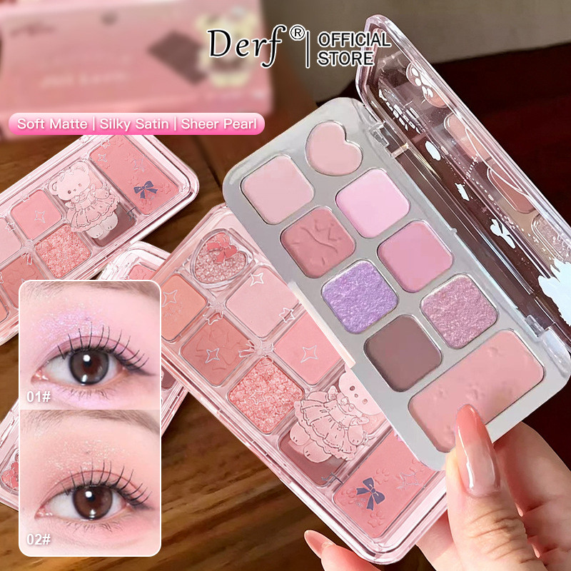 9-in-1 Eye Shadow Book with Shimmer, Matte, Highlight & Blush – All-in-One Palette for Long-lasting Eye Makeup เหมาะสําหรับ Daily & Glam Look