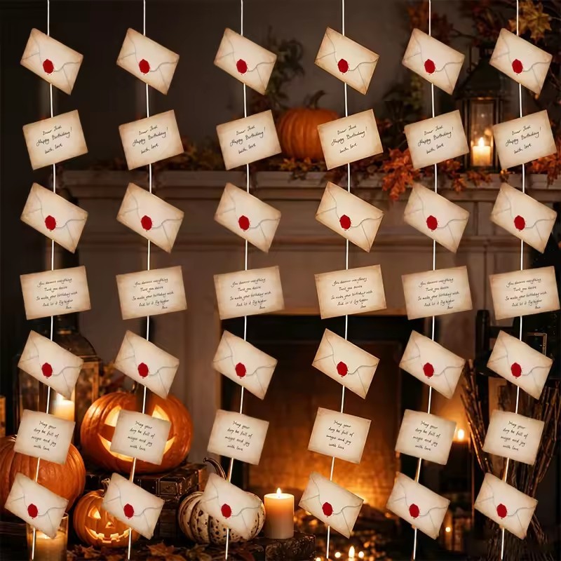 2Strings Halloween Wizard Envelope Jewelry - กระดาษเคลือบ Vintage Mystic Symbol Design Writable Enve