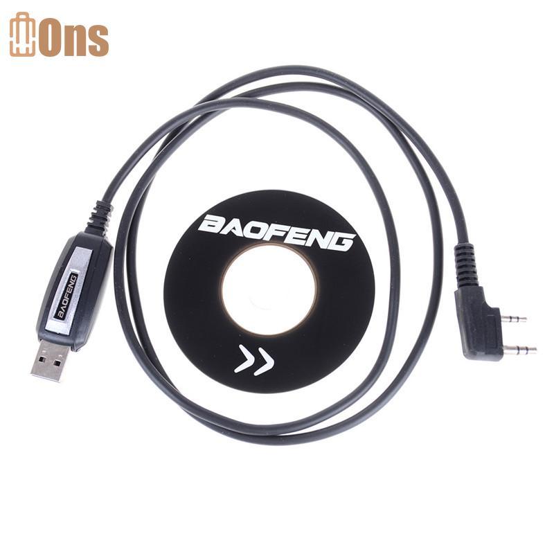 Ons 1 ชุดสายโปรแกรม USB 2Pin พร้อมซอฟต์แวร์ CD สําหรับวิทยุ UV-5R BF-888S ที่