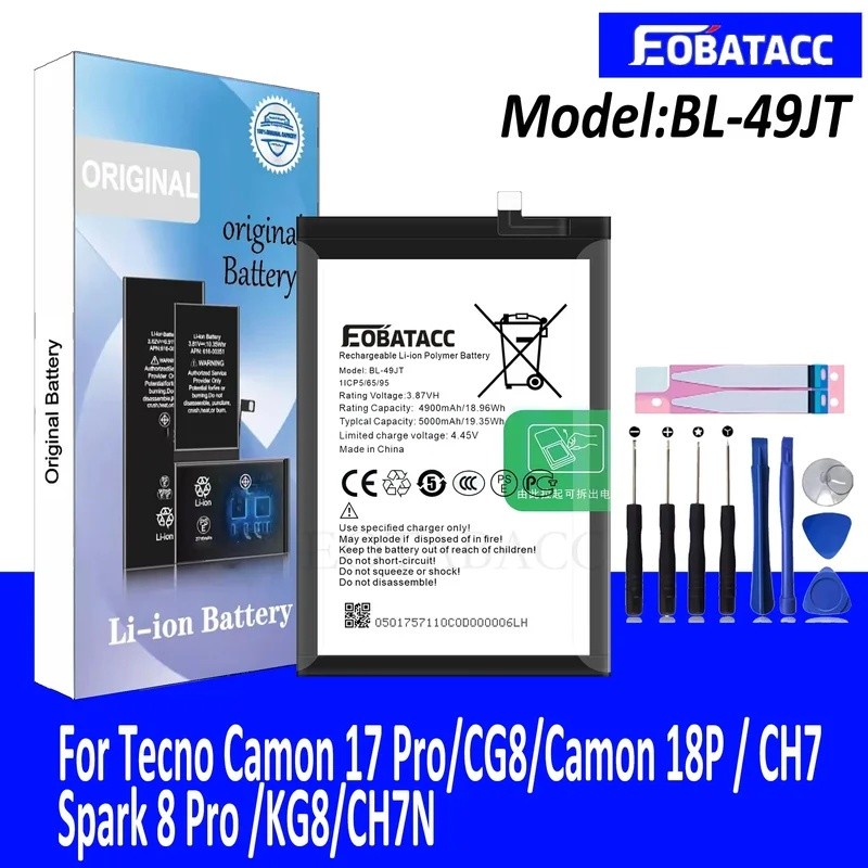 ETABACC คุณภาพสูง 100% Original BL-49JT แบตเตอรี่สําหรับ Tecno Camon 17 Pro/CG8/Camon 18P / CH7 /Spa