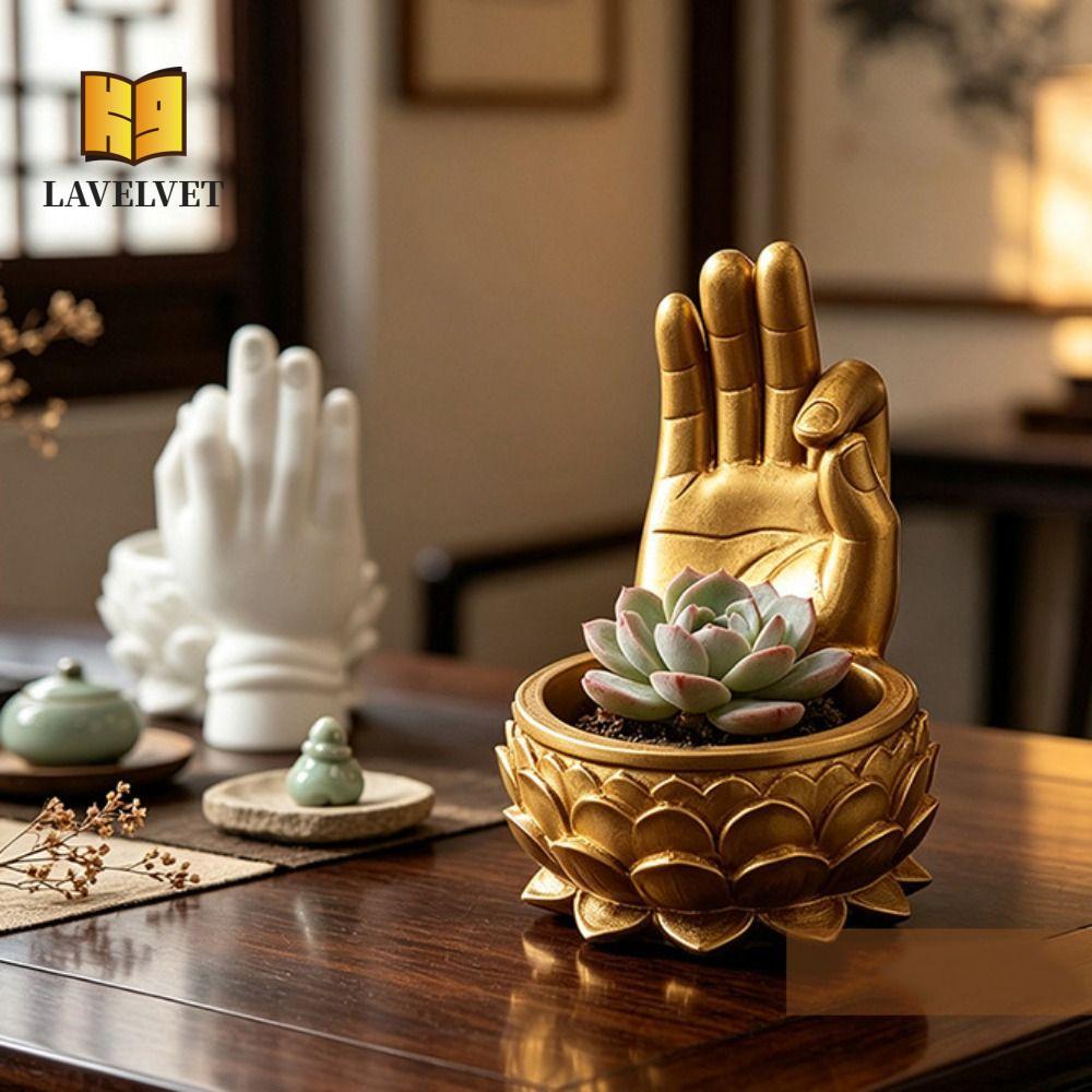 LAVVET กระถางดอกไม้รูปดอกบัว, 3D พิมพ์ชาวไร่ฉ่ําสร้างสรรค์, แบบพกพา Ok มือตลกน้ําหนักเบา Zen กระถางต