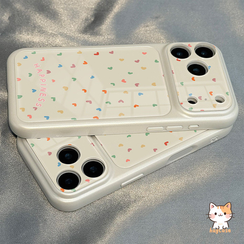สำหรับ iPhone 15 16 14 11 17 13 12 Pro Max 14 16 17 15 13 Pro เคสโทรศัพท์ซิลิโคนกันกระแทก หน้าต่างใหญ่ ลายหัวใจสีสัน
