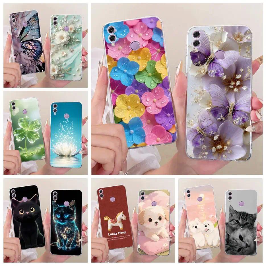 สําหรับ Huawei Honor 8A 8C 8X กรณีใหม่ดอกไม้ผีเสื้อทาสีฝาครอบซิลิโคนนุ่มสําหรับ Honor 8X Honor8A Hon