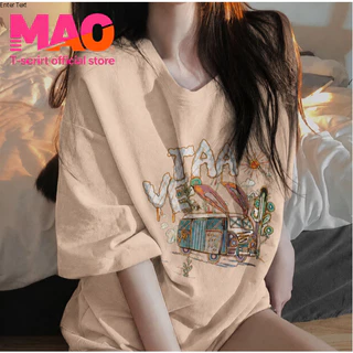 COD✅ (จัดส่งในกรุงเทพฯ) MAO Shop Printed T-shirt,ผ้าฝ้ายแท้ การ์ตูนน่ารักพิมพ์เสื้อยืดแขนสั้นสบาย ๆ #52308