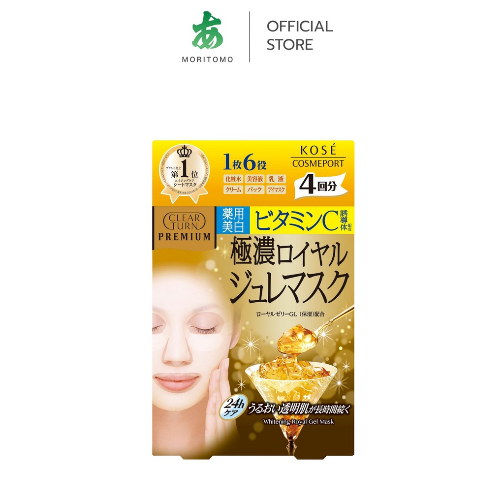 MORITOMO Official - CLEAR TURN Premium Whitening Royal Gel Mask Vc N 4 sheet / มาส์กบำรุงผิวหน้า สูตรเพื่อผิวกระจ่างใส