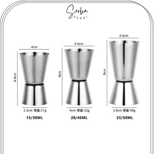 SB91 Jigger สแตนเลสวัด 15/30ml 20/40ml 25/50ml cc ถ้วยตวงถ้วยตวง Jiger ถ้วยตวง