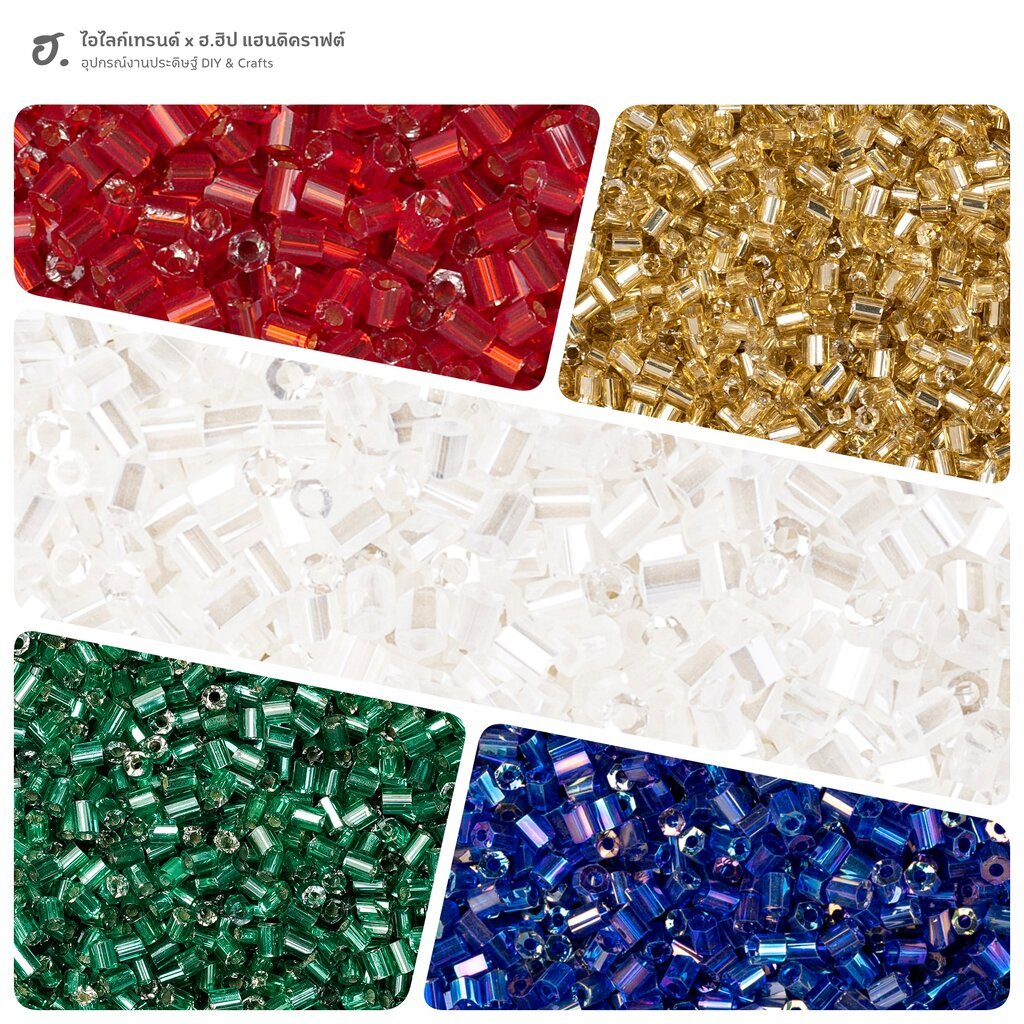 ลูกปัดปล้องสั้น กลุ่มเฉดสีอัญมณีที่มีความเข้มข้น อิ่มตัวสูง