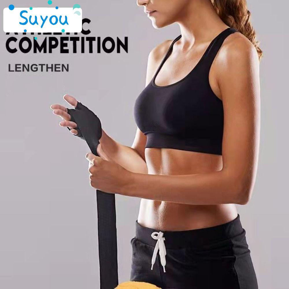 SUYOUPH Boxing Wraps, Cotton Breathable Soft Bracelets, Sports Safety Black Red White Wraps Bandage 