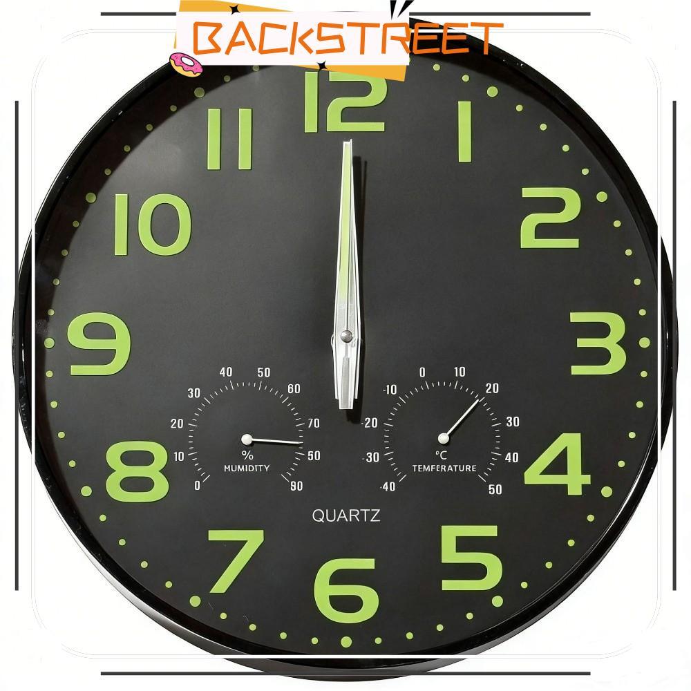 BACKSTAGE Wall Clock, Wall Decor Silent Glow in the Dark Wall Clock, Modern Humidity Temperature Qua