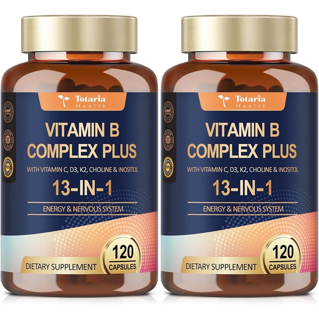13-in-1 วิตามินบีคอมเพล็กซ์พลัสพร้อมวิตามินบี1, B2, B3 (Niacin), B4, B5, B6, B7 (Biotin), B8 (Iosito
