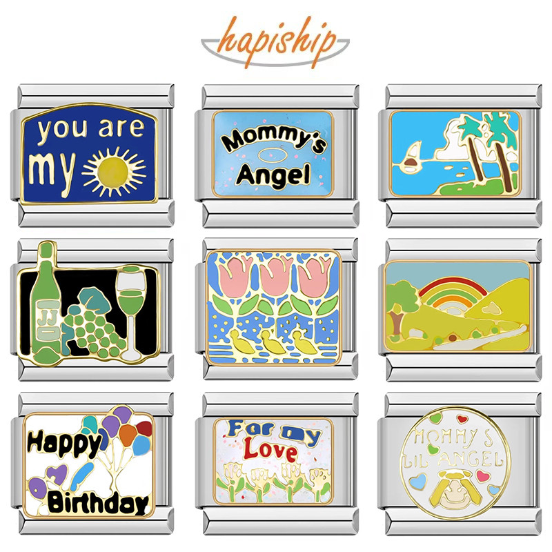 italian charm bracelet แท้ italian charm bracelet Hapiship Module Bracelet diy Stitching Letter Drip