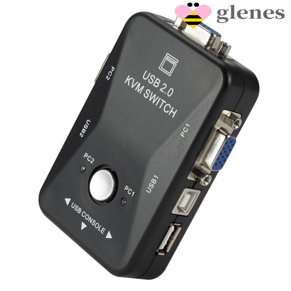 GLENES สวิตช์ VGA KVM 2 พอร์ต, KVM VGA USB 2.0 KVM Switch Splitter, Simple Operation Switcher สะดวก 