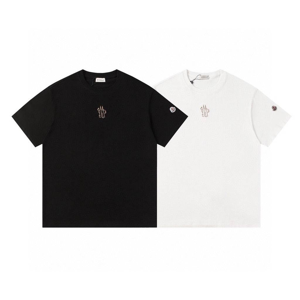 Moncler/Moncler 2026 ต้นฤดูใบไม้ผลิสไตล์ใหม่แขนสั้นเสื้อยืดผู้ชายผู้หญิงคู่สไตล์ทุกวัน Niche อินเทรน