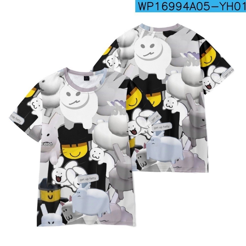 Roblox เสื้อยืดแขนสั้น Forsaken obby Forsaken obby  พิมพ์เด็กผู้ใหญ่การ์ตูนรอบคอยอดนิยม TopS-5XL