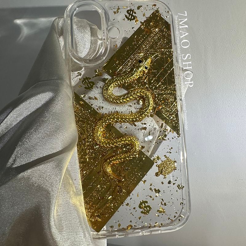 T Thailand Card Golden Snake Apple 17/iPhone16promax/13/15promate80promax เคสโทรศัพท์