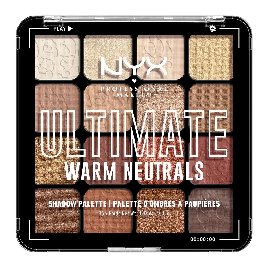 NYX Professional Makeup, Ultimate Eyeshadow Palette, Eyeshadow Palette-Warm Neutral Color W2KU