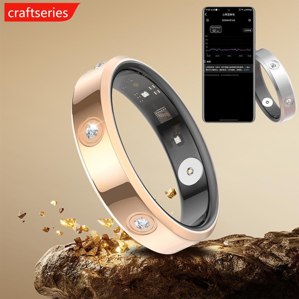 CRAFTSERIES 6.3 มม.แหวนสมาร์ทผู้หญิงผู้ชายแคบสุด Heart Rate สุขภาพการวัดความเครียดกันน้ําแฟชั่นแหวนก