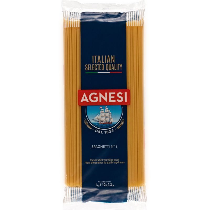 แอคเนซีเส้นสปาเก็ตตี้เบอร์3 1กก. Agnesi Spaghetti No.3. 1kg. [หมายเลขบาร์โค้ด 8001200111031 ]