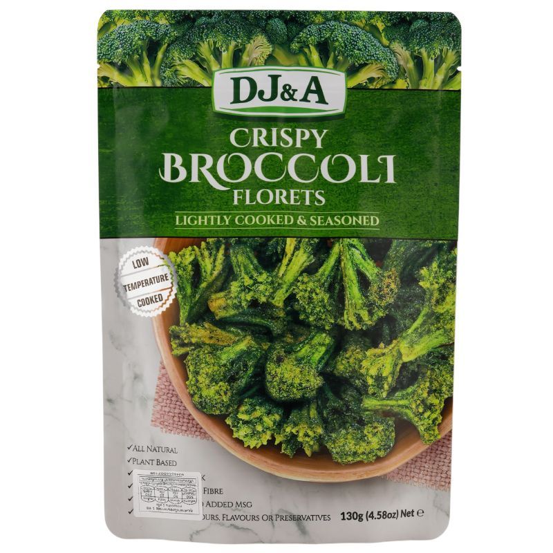 ดีเจแอนด์เอบร็อคโคลี่กรอบปรุงรส 130กรัม DJ&A Crispy Broccoli Florets 130g. [หมายเลขบาร์โค้ด 9345544007186]