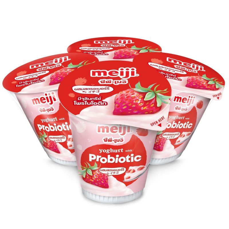 เมจิโยเกิร์ตรสสตรอเบอร์รี่ 135กรัม แพค 4 Meiji Yoghurt Strawberry 135g. Pack 4 [หมายเลขบาร์โค้ด 8850329315147 ]