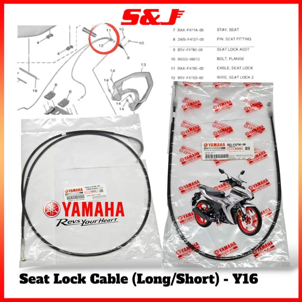 YAMAHA Y16 Y16ZR V1 V2 Y16 สายล็อคที่นั่ง ABS ยาว BAX-F478E-00 สายล็อคที่นั่ง 2 สั้น B5V-F479D-00
