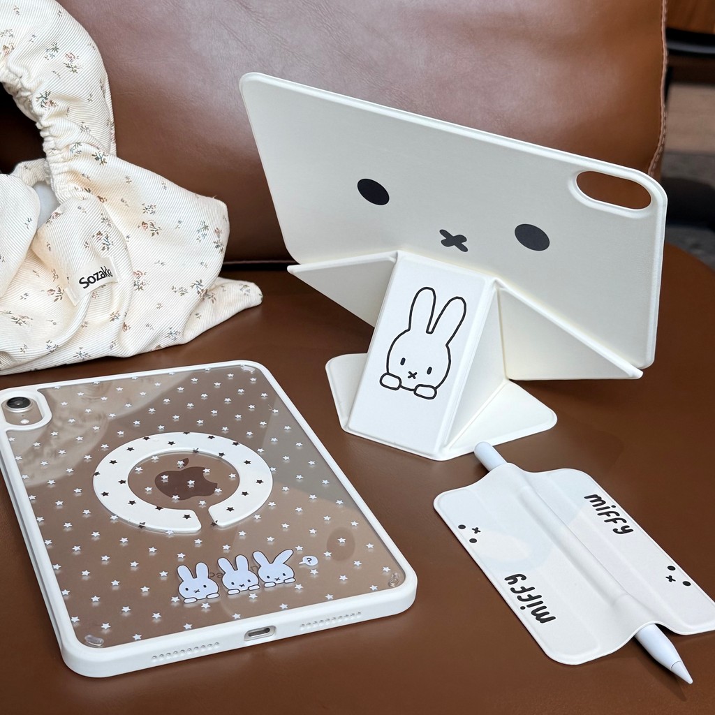 Latoto [Miffy Head] Magnetic Split High Bracket Case Multi-Angle Folding Tablet Protective Pen Case 