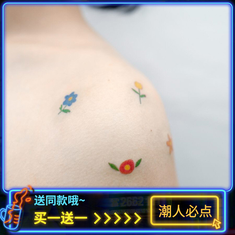 {Hyuna Flower} Hyuna Same Style Flower Tattoo Sticker Waterproof Female Long-Lasting Korean Fresh Sm