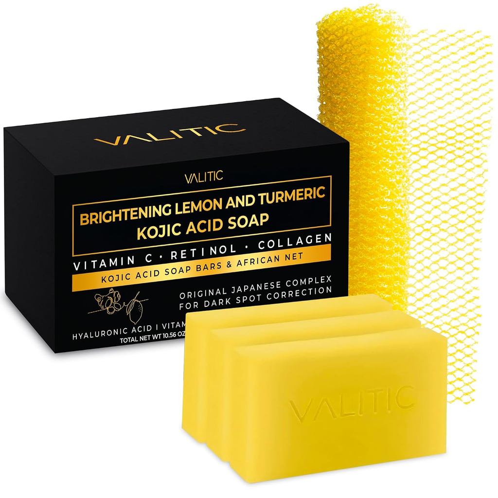 VALITIC Brightening Lemon & Turmeric Kojic Acid Soap พร้อมวิตามินซี เรตินอล คอลลาเจน - Original Japa