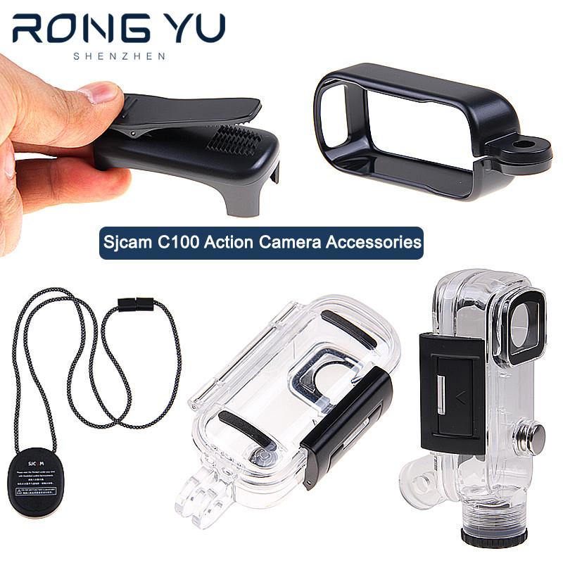 สําหรับอุปกรณ์เสริม SJCAM กล้องเคสกันน้ําสําหรับ SJCAM C100 Plus ฝาครอบป้องกันกรอบยึดคลิปด้านหลัง