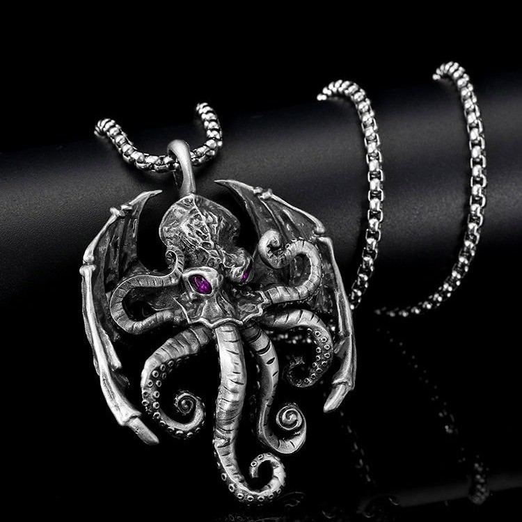 Cthulhu Mythos Octopus จี้สร้อยคอ Hip-Hop อินเทรนด์ Ins High Street บุคลิกภาพผู้ชายจี้ Simple เสื้อก