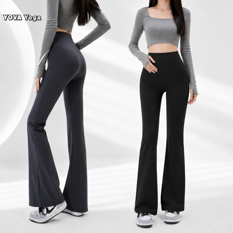 High Waist Flare Yoga Pants กางเกงโยคะขาม้า เอวสูง เก็บหน้าท้อง ยกสะโพก ผ้ายืด 4 ทิศ ผ้านุ่ม มีไซซ์ขายาวพิเศษ ใส่โยคะ