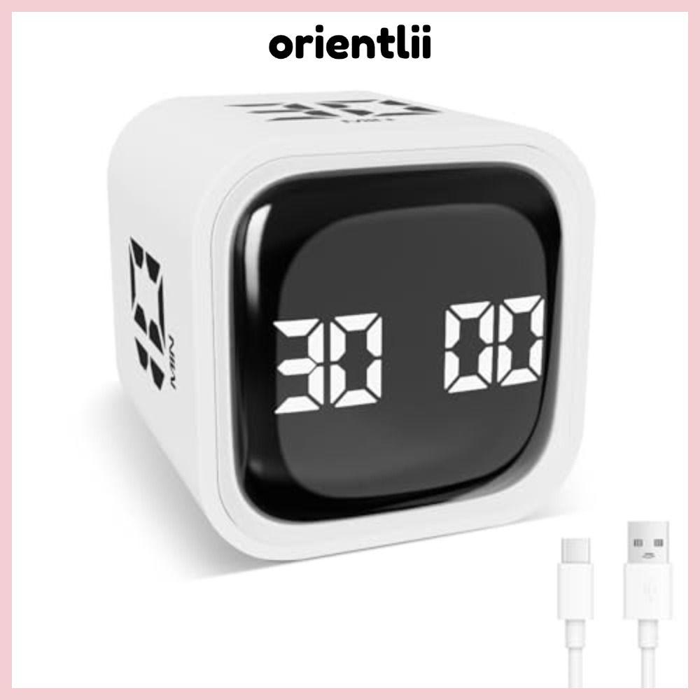 ORIENTLEE Pomodoro Timer, 3 Volume Adjustable Rotation Digital Cube Timer, 5/10/30/60min Gravity Sen