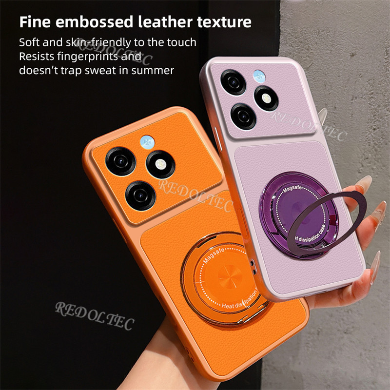 Infinix Smart 8 8Pro Hot 40iปลอกหนังเคสโทรศัพท์หมุนได้ 360 องศาผู้ถือแหวนขาตั้งแม่เหล็กกันกระแทกฝาคร