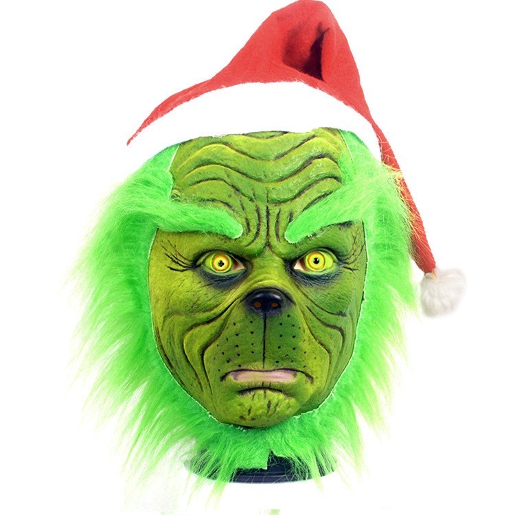 หน้ากากคริสต์มาส Green Monster Green Rich Headgear คอสเพลย์หน้ากากยางปาร์ตี้ตลก
