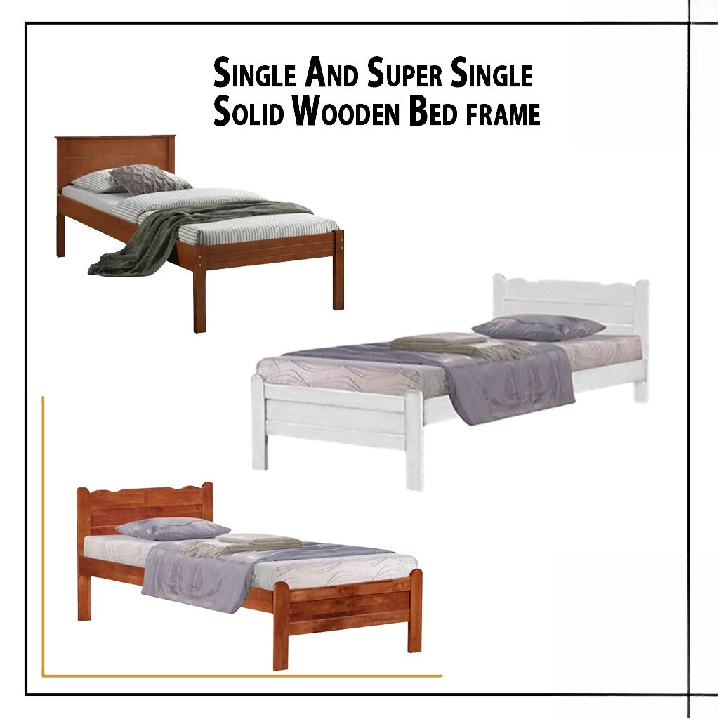 Solid Wooden Bed Frame Flat Plywood Base In Single/Super Single Size